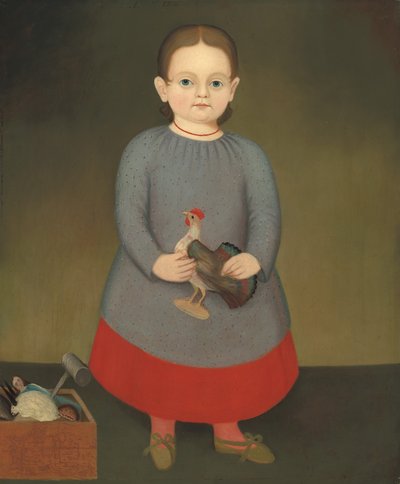 Ragazza con gallo giocattolo, c. 1840 da Unbekannt