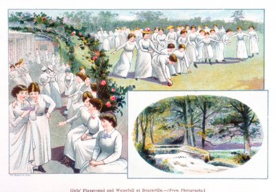 Parco giochi per ragazze e cascata a Bournville, 1892 da Unbekannt