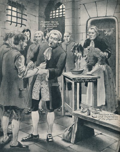 Dare il vaiolo ai prigionieri in prigione, fine XVIII secolo, c1934 da Unbekannt
