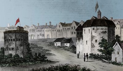 Teatro del Globo, Bankside, Southwark a destra e il Bear Garden, c1597 da Unbekannt