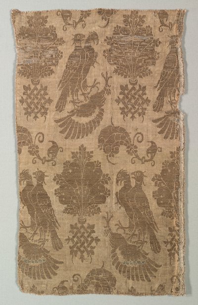 Seta con motivi dorati con falchi e araldica, 1360-1400 da Unbekannt