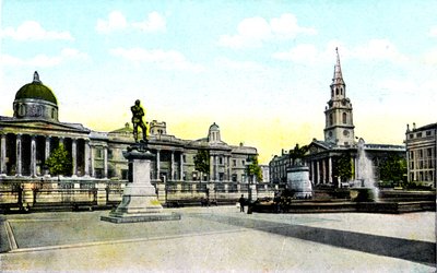 Statua di Gordon e Galleria Nazionale, Trafalgar Square, Londra, XX secolo da Unbekannt