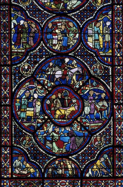 Arte gotica: la vita del bambino prodigio. Vetrata del deambulatorio della Cattedrale di Saint Etienne de Bourges (Loir et Cher) da Unbekannt