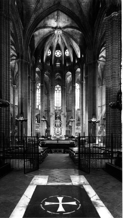 Arte gotica: vista del coro della Cattedrale di Santa Eulalia. 1298. Barcellona, Spagna da Unbekannt