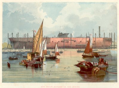 Great Eastern sui cantieri di Millwall sul Tamigi, 1857 da Unbekannt