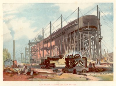Great Eastern sui cantieri a Millwall sul Tamigi, 1857 da Unbekannt
