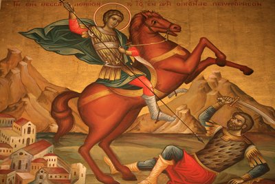 Icona ortodossa greca raffigurante San Dimitrios, Salonicco, Grecia da Unbekannt