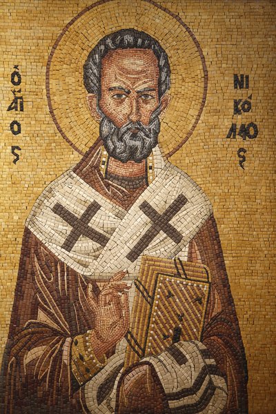 Icona ortodossa greca che raffigura San Nicola nella chiesa ortodossa di San Giorgio, Madaba, Giordania da Unbekannt