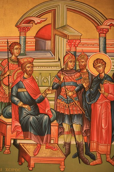 Icona ortodossa greca che raffigura un martire con un governatore romano, Salonicco, Grecia da Unbekannt