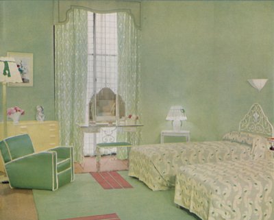 Schema di colori verde e bianco per una camera da letto da Unbekannt