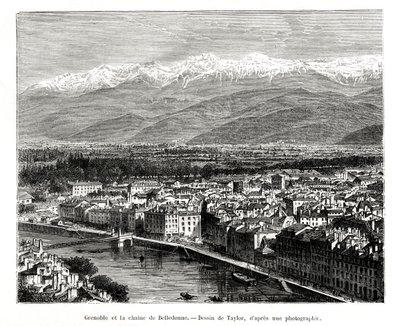 Grenoble dalla catena del Belledonne, Francia, 1886 da Unbekannt