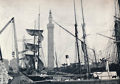 Grimsby - Vista dei Docks, con la Torre Idraulica, 1895 da Unbekannt