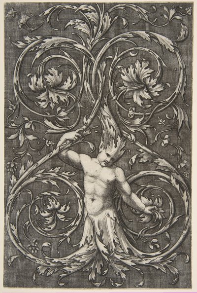 Grottesco con figura maschile con corpo inferiore e testa di volute di acanto, ca. 1515-1600 da Unbekannt