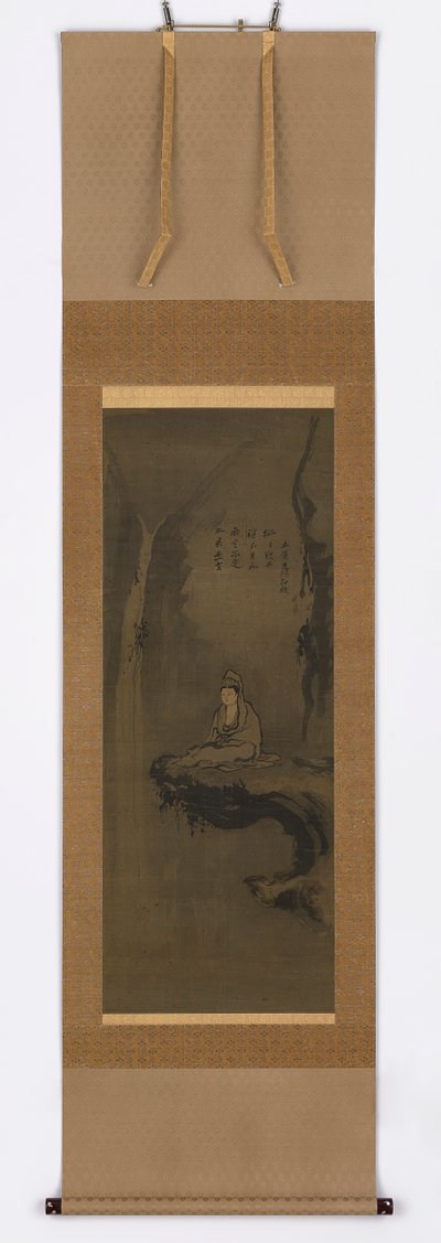 Guanyin, vestita di bianco, seduta su una roccia sporgente, periodo Muromachi, XV secolo da Unbekannt