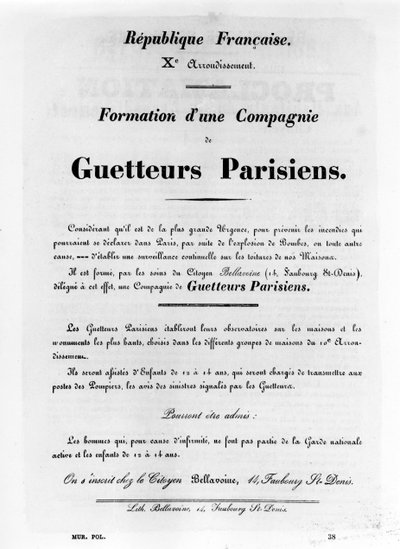 Guetteurs Parisiens, dai manifesti politici francesi della Comune di Parigi, maggio 1871 da Unbekannt