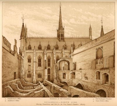 Lato nord della Guildhall, Città di Londra, 1882-1883 da Unbekannt