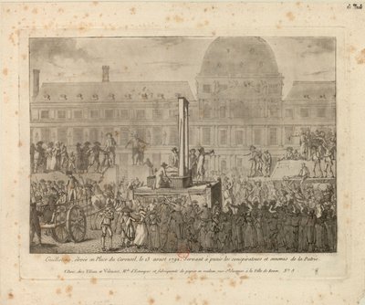 Ghigliottina elevata in Place du Carrousel, il 13 agosto 1792 da Unbekannt