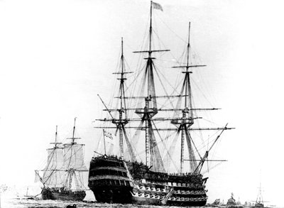 HMS Victory a Portsmouth, XIX secolo da Unbekannt