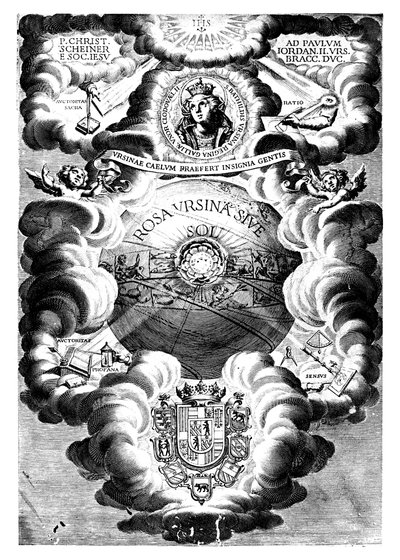 Mezza pagina di Rosa Ursina, di Christopher Scheiner, 1630 da Unbekannt