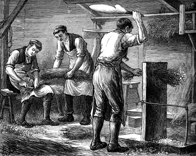 Operai che lavorano a mano, c1880 da Unbekannt