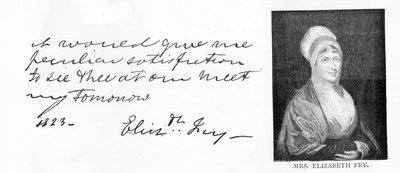 Scrittura e firma di Elizabeth Fry da Unbekannt