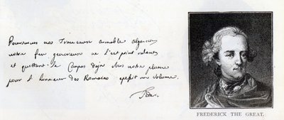 Scrittura e firma di Federico il Grande, Re di Prussia da Unbekannt