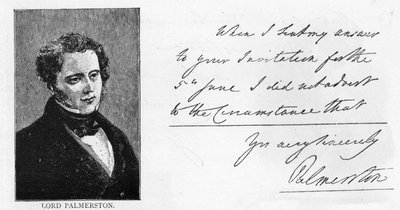 Scrittura e firma di Henry John Temple, 3° Visconte Palmerston da Unbekannt