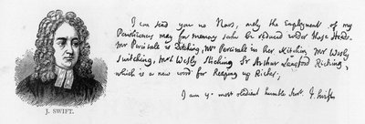 Scrittura e firma di Jonathan Swift, 17 aprile da Unbekannt