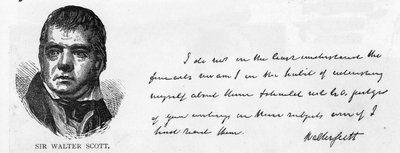 Scrittura e firma di Sir Walter Scott da Unbekannt