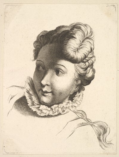 Testa di donna con colletto, da Livre de Têtes Gravées d
