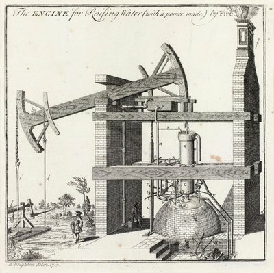 Incisione di Henry Beighton del motore Newcomen a Griff da Unbekannt