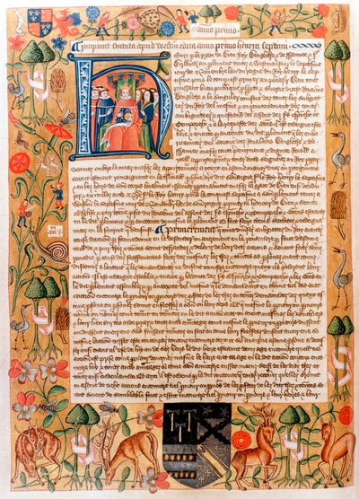 Primo atto del parlamento di Enrico VII con un ritratto iniziale del re, fine 1480 da Unbekannt