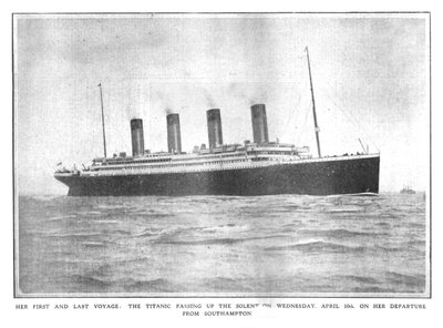 Il suo primo e ultimo viaggio: il Titanic passa per il Solent mercoledì 10 aprile..., 1912 da Unbekannt