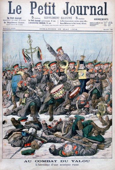 Eroismo di una banda militare russa, Battaglia del Fiume Yalu, Guerra Russo-Giapponese, 1904 da Unbekannt