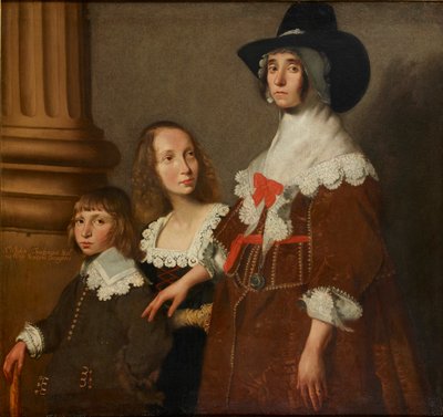 Hester Tradescant e i suoi figliastri, John e Frances, c1644 da Unbekannt