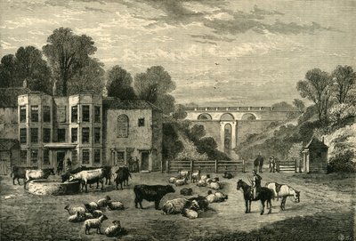 Highgate Archway Gate e Taverna nel 1825, c1876 da Unbekannt