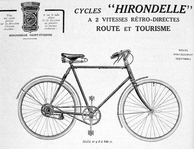 Hirondelle Saint Etienne, pubblicità per il turismo in bicicletta, XX secolo da Unbekannt