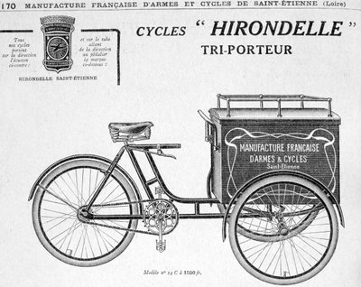 Pubblicità del triciclo di consegna Hirondelle Saint Etienne da Unbekannt