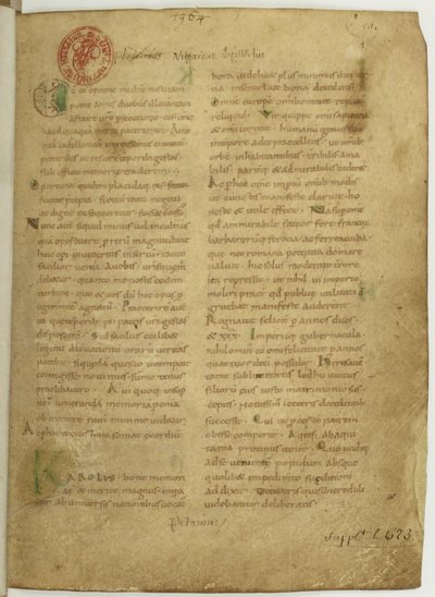 Historia Brittonum di Nennius. Prima pagina del manoscritto, XI secolo da Unbekannt