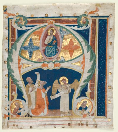 Iniziale istoriata A ritagliata da un Graduale: Cristo in Maestà con Re Davide da Unbekannt