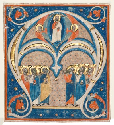 Iniziale istoriata A ritagliata da un responsoriale: Cristo in maestà con santi, c. 1280-1300 da Unbekannt
