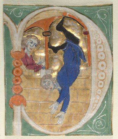 Iniziale istoriata P ritagliata da una Bibbia, 1200s da Unbekannt