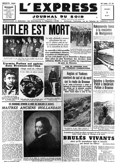 Hitler è morto, prima pagina del giornale L