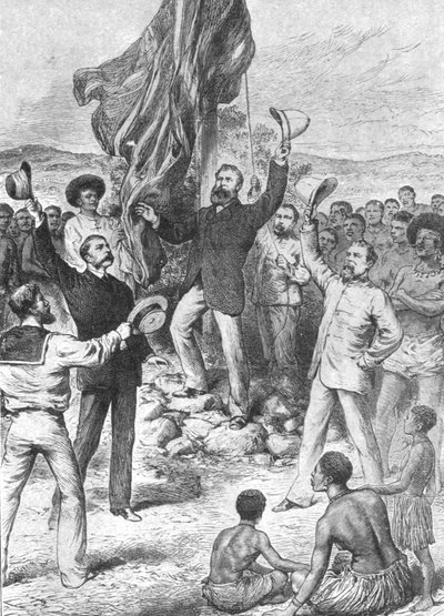 Innalzamento della bandiera britannica in Nuova Guinea, 1883: Mr Chester...chiamando per tre evviva, 1901 da Unbekannt
