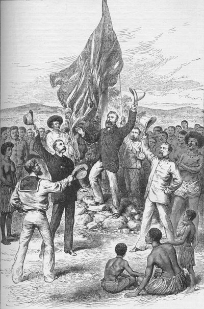 Innalzamento della bandiera britannica in Nuova Guinea, 1883 da Unbekannt