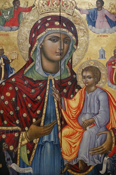 Chiesa del Santo Sepolcro, il catholicon greco-ortodosso, icona della Vergine Maria e bambino, Gerusalemme, Israele da Unbekannt