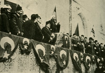 La guerra santa è proclamata alla Moschea Fatih, Costantinopoli, 14 novembre 1914, c1920 da Unbekannt