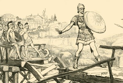 Orazio Coclite che difende il ponte, 1890 da Unbekannt