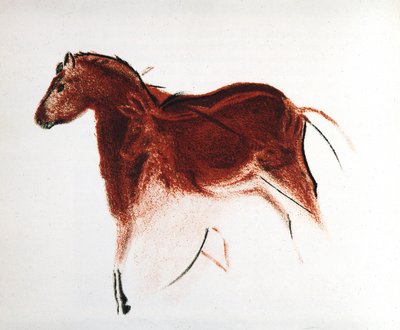 Cavallo e cerva, pittura rupestre paleolitica da Altamira, Spagna meridionale, c. 16.000-c. 9000 a.C. da Unbekannt