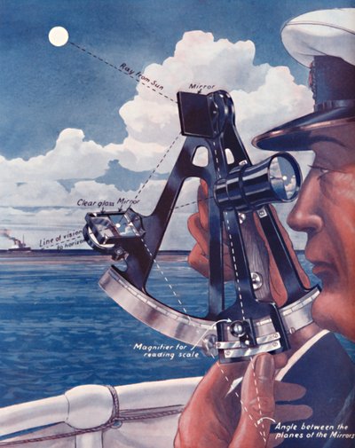 Come un capitano di nave usa il sestante, 1935 da Unbekannt